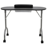 Vidaxl Manicuret Table Foldbar med hjul sort