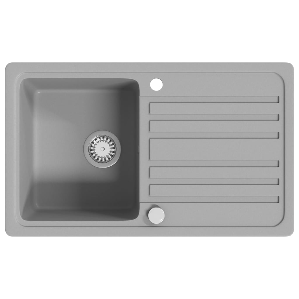 Vidaxl Sink Granite Single Container med drænet reversibel grå