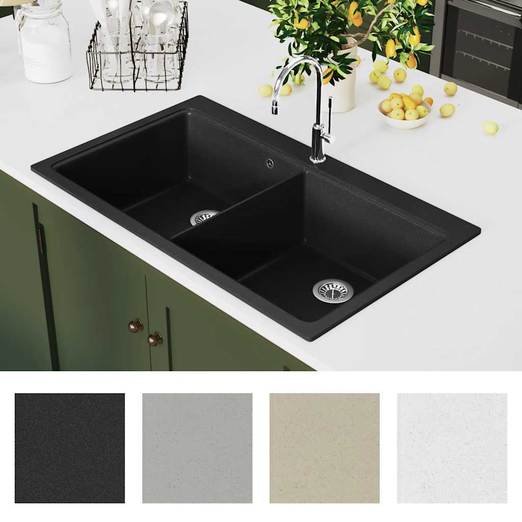Vidaxl Sink Structure Granite Double Bowl Sort