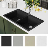 Vidaxl Sink Structure Granite Double Bowl Sort