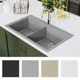Vidaxl Sink Structure Granite Double Bowl Grey