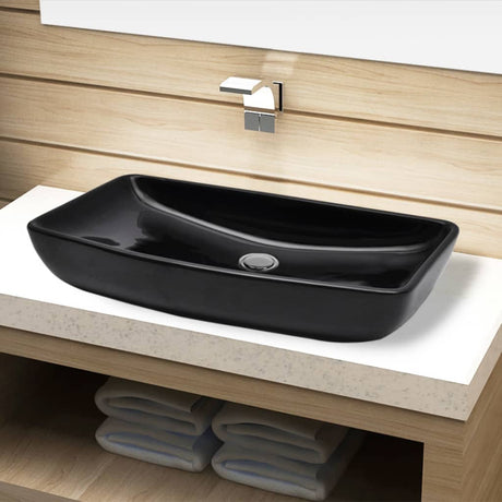 Vidaxl Sink, keramisk, rektangulær, sort