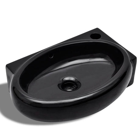 Vidaxl Washbasin med kranhul og landing omkring keramisk sort