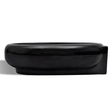 Vidaxl Washbasin med kranhul og landing omkring keramisk sort