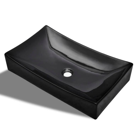Vidaxl Sink, keramisk, rektangulær, sort