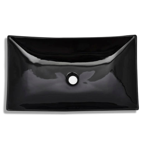 Vidaxl Sink, keramisk, rektangulær, sort