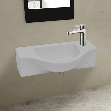 Vidaxl Washbasin med kranhul hvid keramik