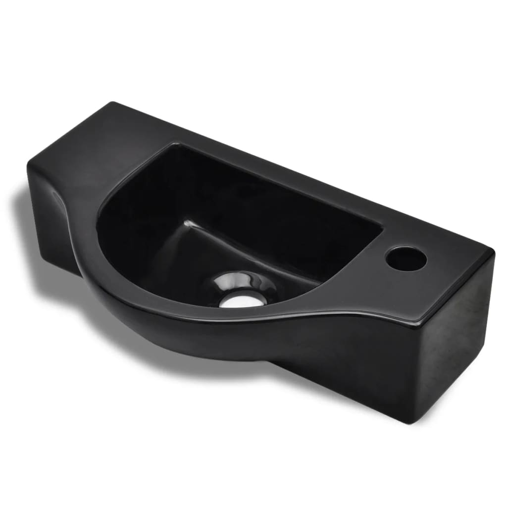 Vidaxl Washbasin med kranhul sort keramik