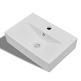 Vidaxl Washbasin med taphul og landing rektangulær keramisk hvid