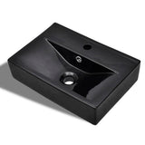 Vidaxl Washbasin med taphul og landing af sort rektangulær keramik