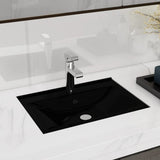 Vidaxl Washbasin med taphul og landing af sort rektangulær keramik