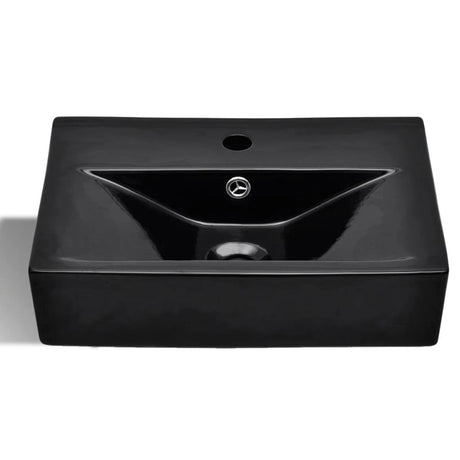 Vidaxl Washbasin med taphul og landing af sort rektangulær keramik