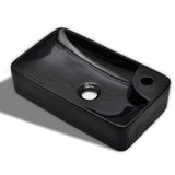 Vidaxl Sink med taphul, keramik, sort