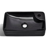 Vidaxl Sink med taphul, keramik, sort
