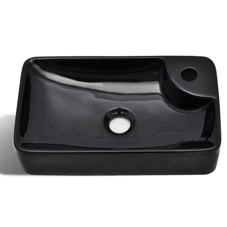 Vidaxl Sink med taphul, keramik, sort