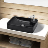 Vidaxl Sink med taphul, keramik, sort