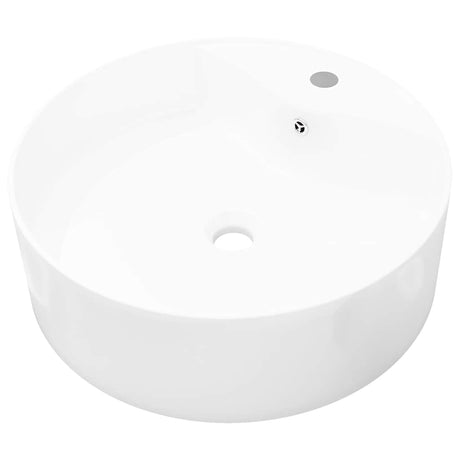 Vidaxl Washbasin med landing, keramik, rund, hvid