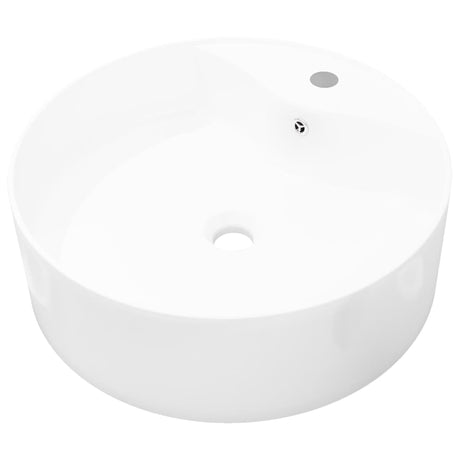 Vidaxl Washbasin med landing, keramik, rund, hvid
