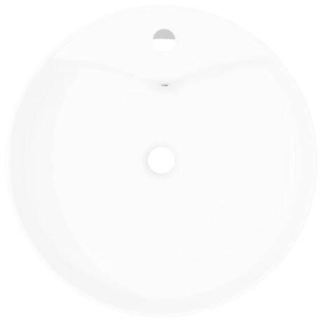 Vidaxl Washbasin med landing, keramik, rund, hvid
