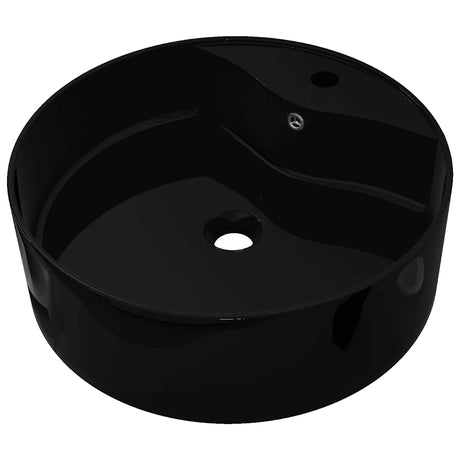 Vidaxl Washbasin med kranhul og landing omkring keramisk sort
