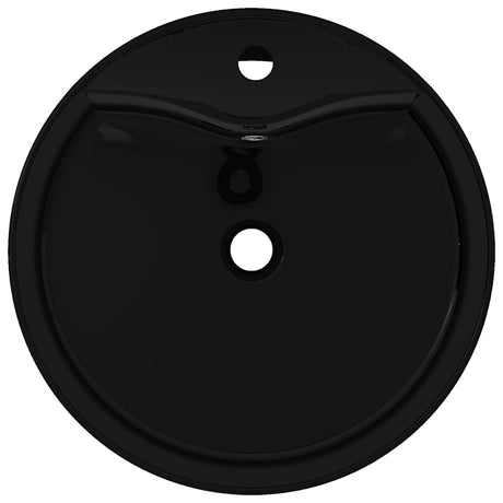 Vidaxl Washbasin med kranhul og landing omkring keramisk sort