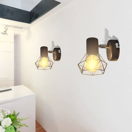 Vidaxl væglamper 2 st med LED -industriel stil sort