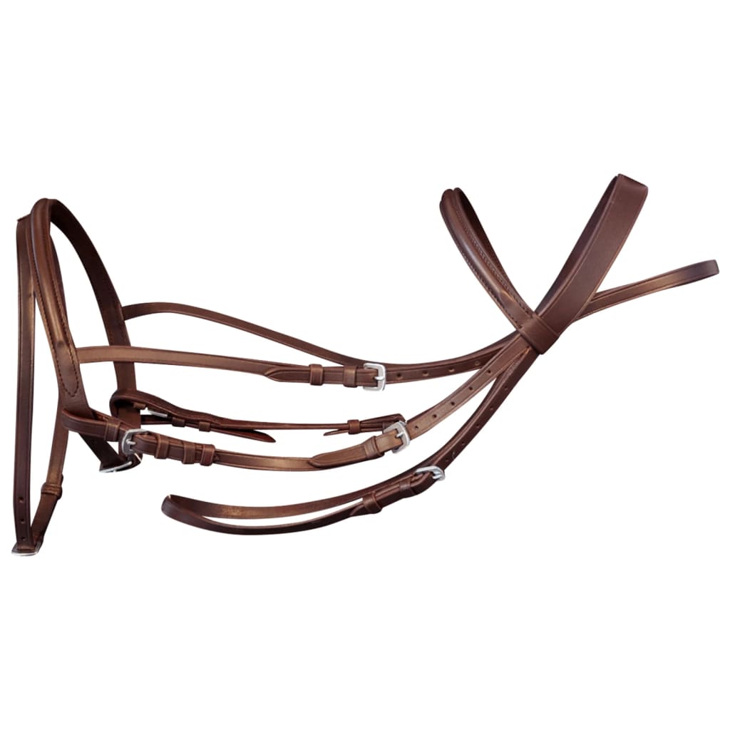 Vidaxl Bridle læder med kombineret næsebånd, tøjler og bit brun pony