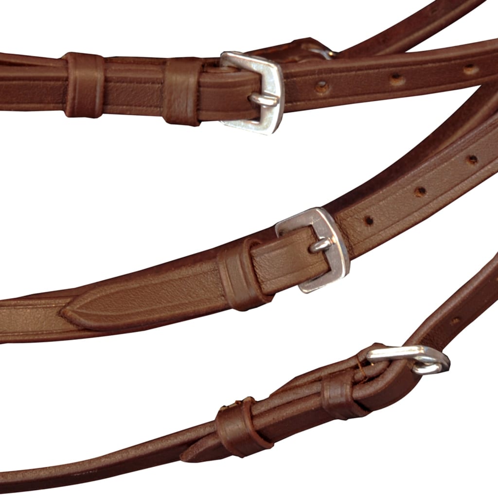 Vidaxl Bridle læder med kombineret næsebånd, tøjler og bit brun pony