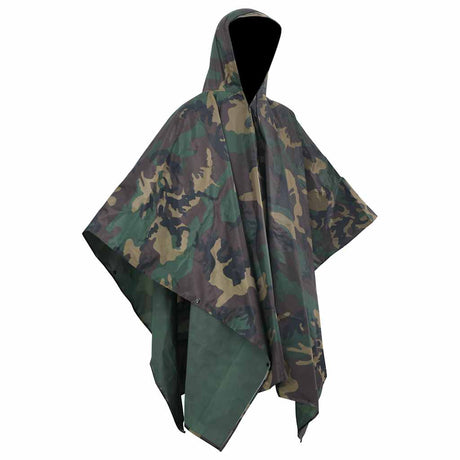 Vidaxl regenponcho voor kamperen wandelen leger waterdicht camouflage
