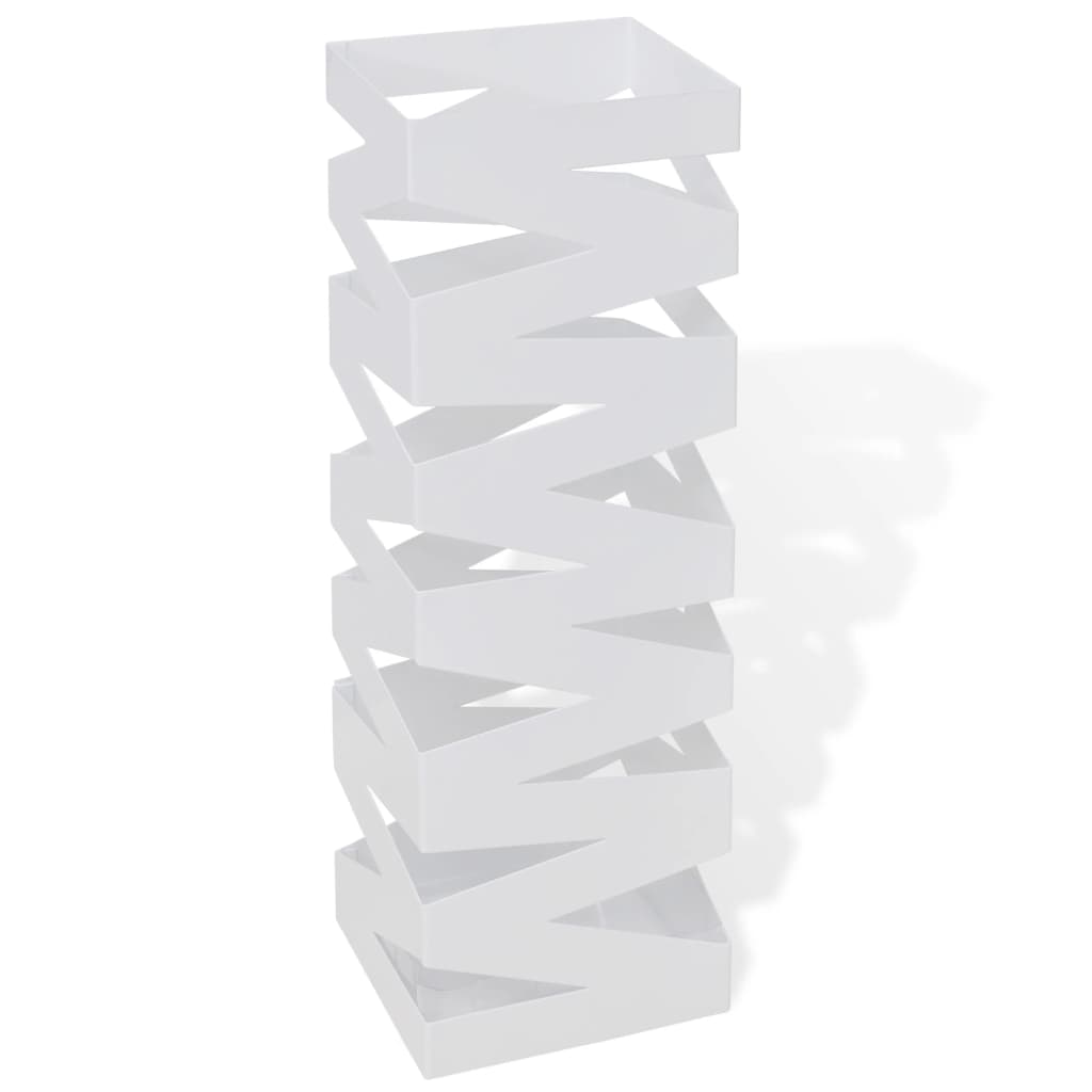 Vidaxl paraply og vandrestokkeholder striber hvidt firkant stål 48,5 cm