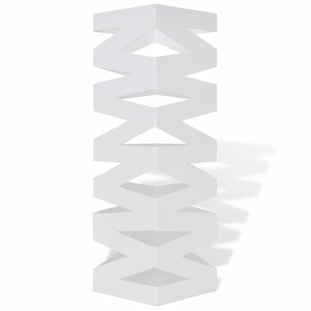 Vidaxl paraply og vandrestokkeholder striber hvidt firkant stål 48,5 cm