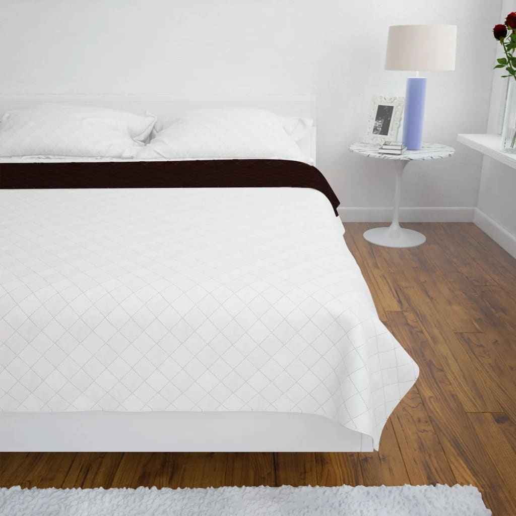 Vidaxl sengetæppe quiltet dobbelt -sidet 230x260 cm beige brun