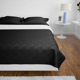 Vidaxl sengeprey quiltet dobbelt -sidet 170x210 cm sort hvid