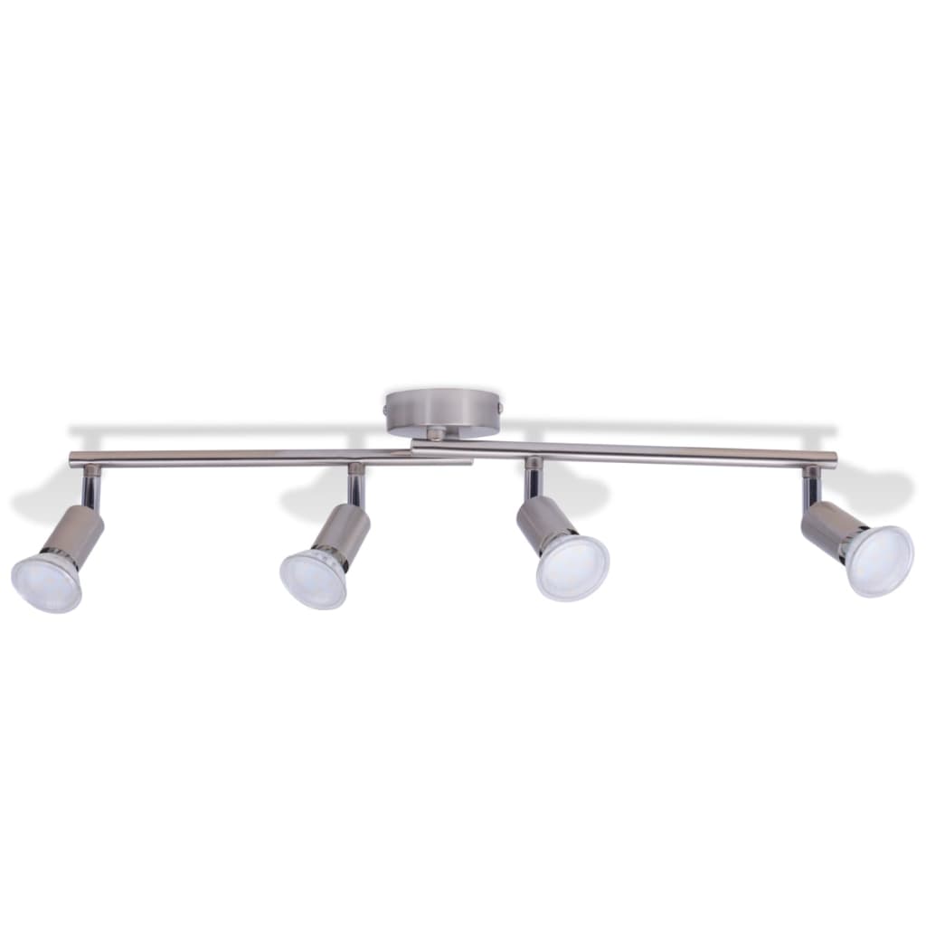 Vidaxl loftlampe med 4 LED -spotlights satin nikkel