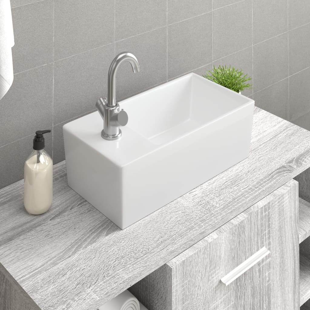 Vidaxl Washbasin 48x25x15 cm keramisk hvid