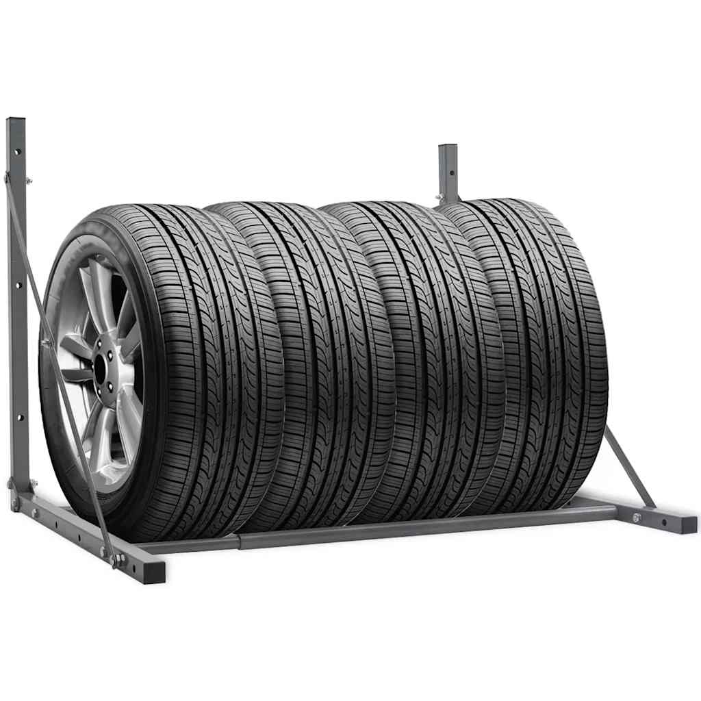 Vidaxl Tire Rack Steel Silver Colored