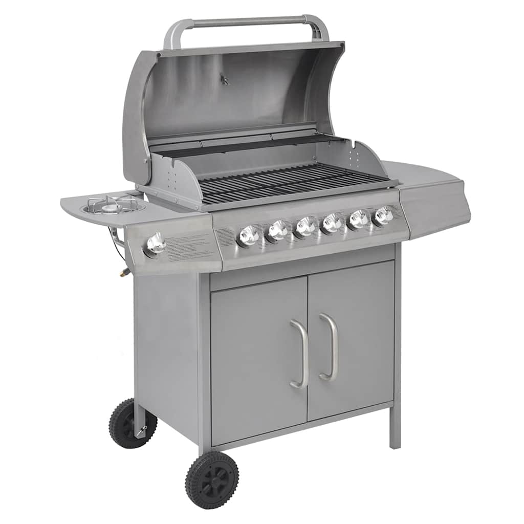 Vidaxl gasbarbecue 6+1 madlavningszone sølv