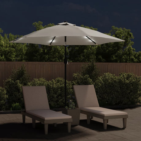 Vidaxl flydende parasol med LED 3 m sandhvid