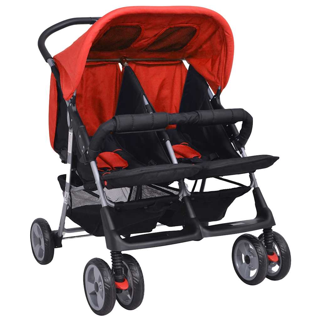 Vidaxl Twin Car Steel Red and Black