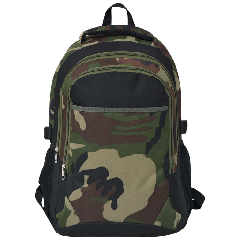 Vidaxl rygsæk til skole 40 L sort og camouflage