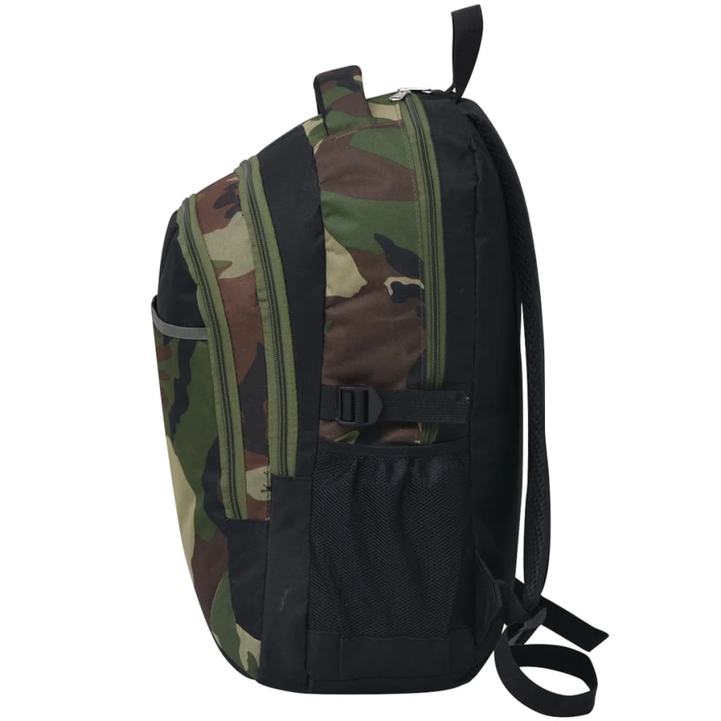 Vidaxl rygsæk til skole 40 L sort og camouflage