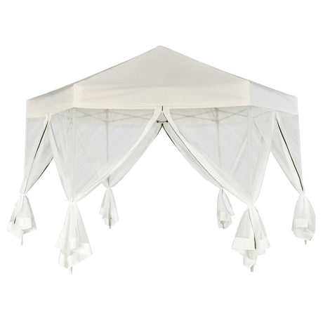 Vidaxl Parttent pop-up hexagonal med 6 sidevægge 3,6x3,1 m fløde hvid