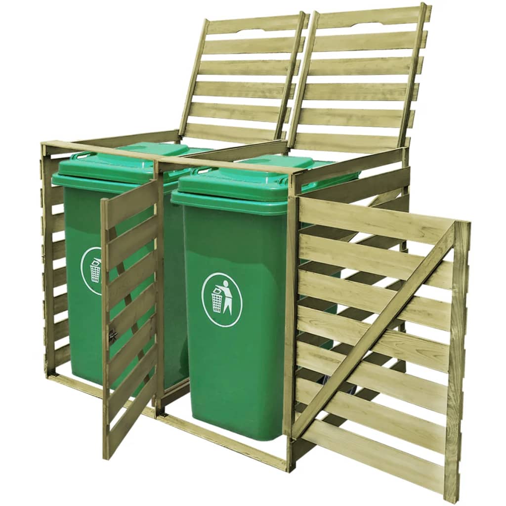 Vidaxl containeropbevaring dobbelt 240 l imprægneret træ