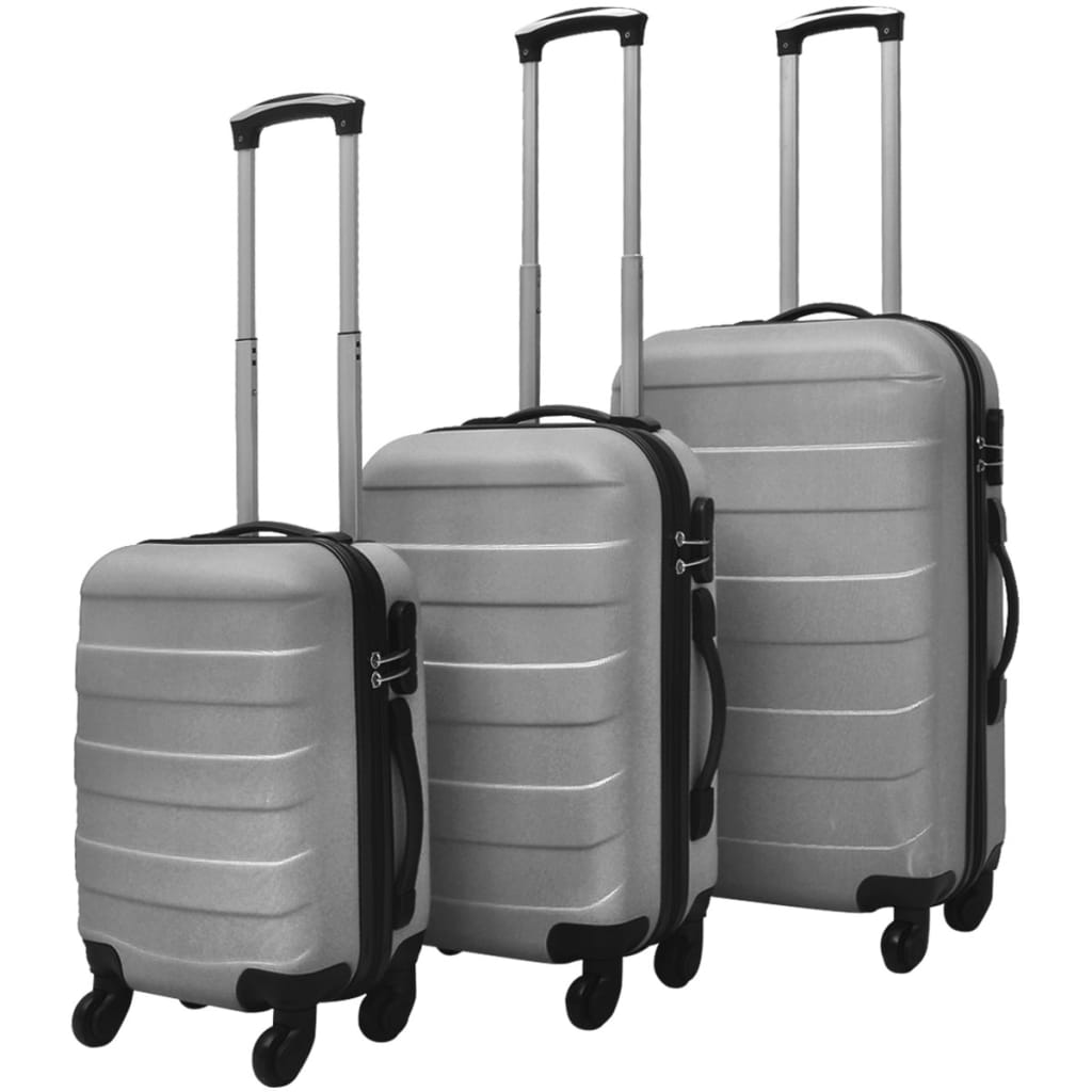 Vidaxl 3-Dart bagage indstillet hårdt 45,5 55 66 cm sølvfarvet