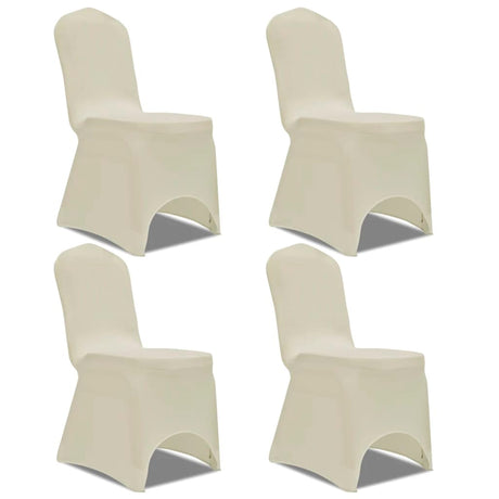 Vidaxl Stol Cover Stretch 4 stykker creme -farvet