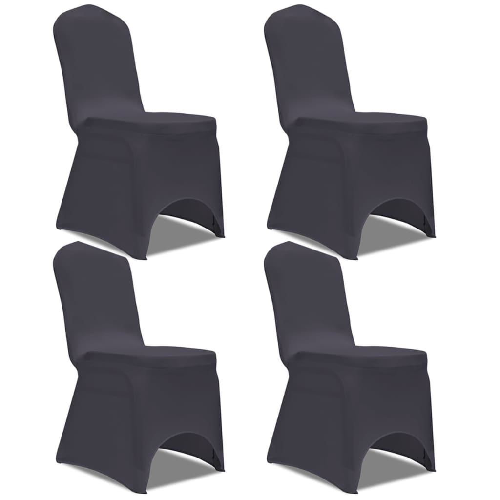 Vidaxl Stol Cover Stretch Anthracite 4 stykker