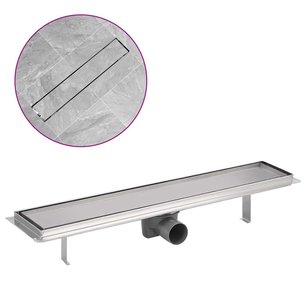 Vidaxl bruseafløb rektangulær 630x140 mm rustfrit stål