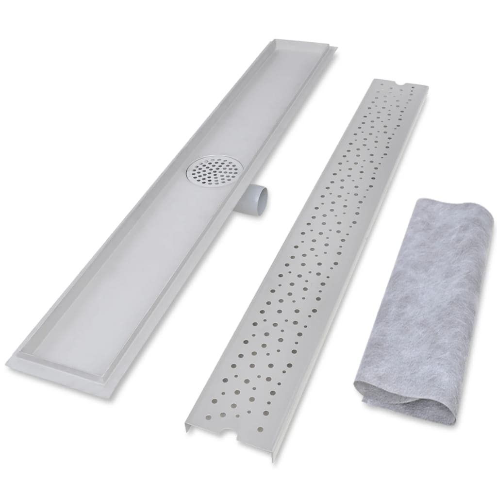 Vidaxl bruserafløb rektangulær boble 930x140 mm rustfrit stål