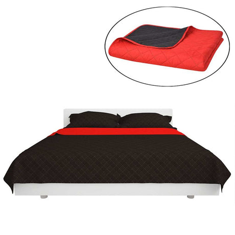 Vidaxl 131552 dobbelt -sidet quiltet sengetråd rød og sort 170x210 cm