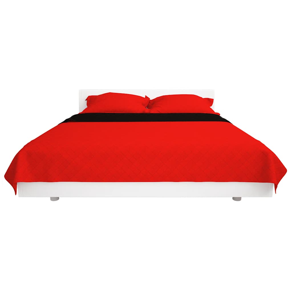 Vidaxl 131552 dobbelt -sidet quiltet sengetråd rød og sort 170x210 cm